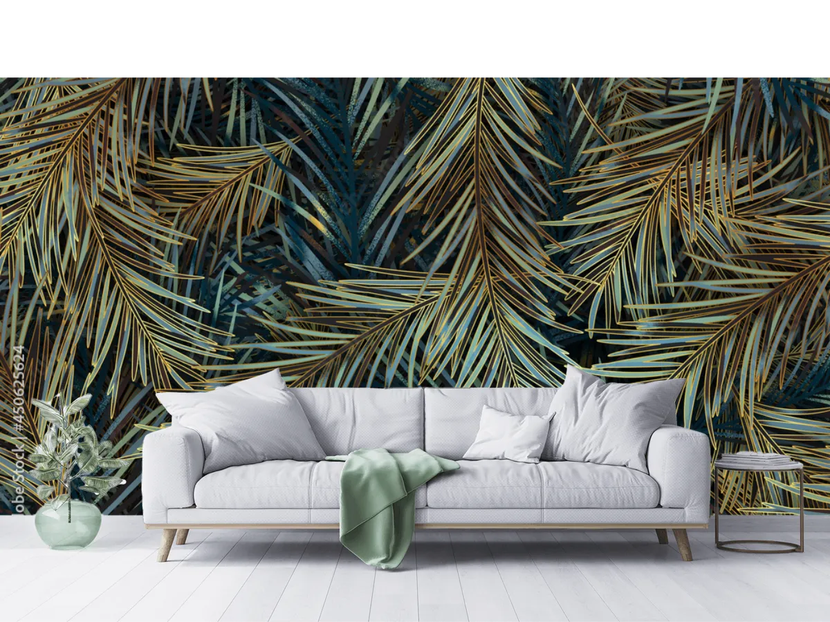 Mural Palmar Dorado – Fotomural Decorativo para pared