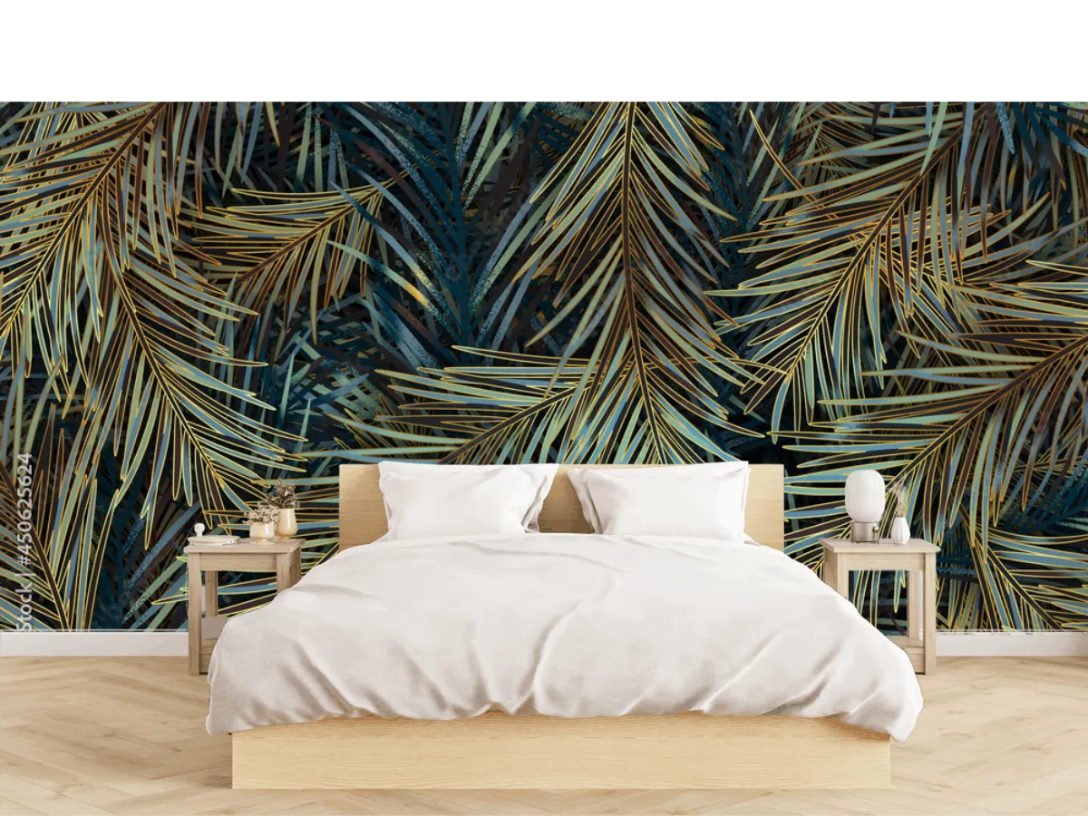 Mural Palmar Dorado – Fotomural Decorativo para pared