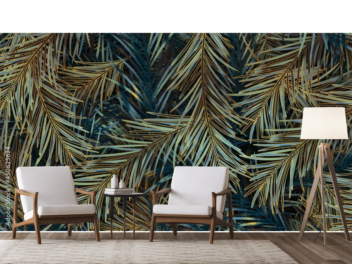 Mural Palmar Dorado – Fotomural Decorativo para pared