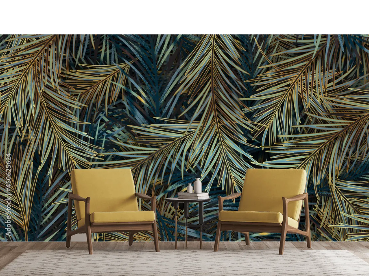 Mural Palmar Dorado – Fotomural Decorativo para pared