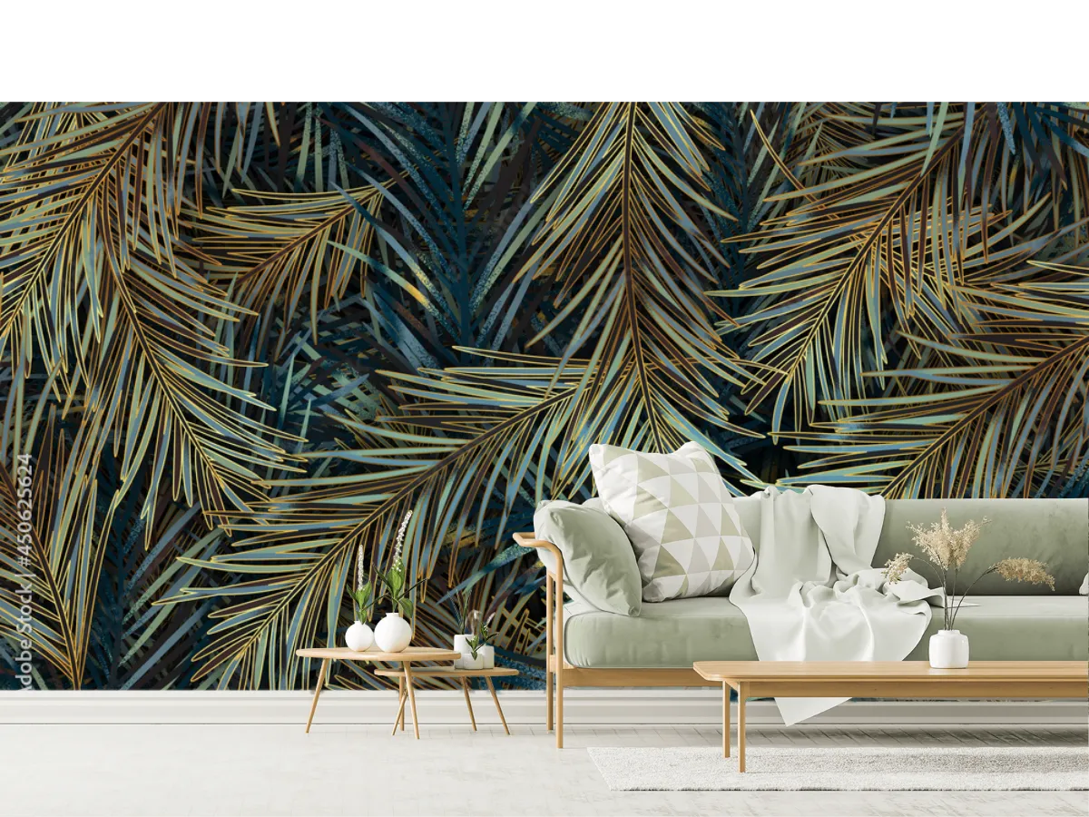 Mural Palmar Dorado – Fotomural Decorativo para pared