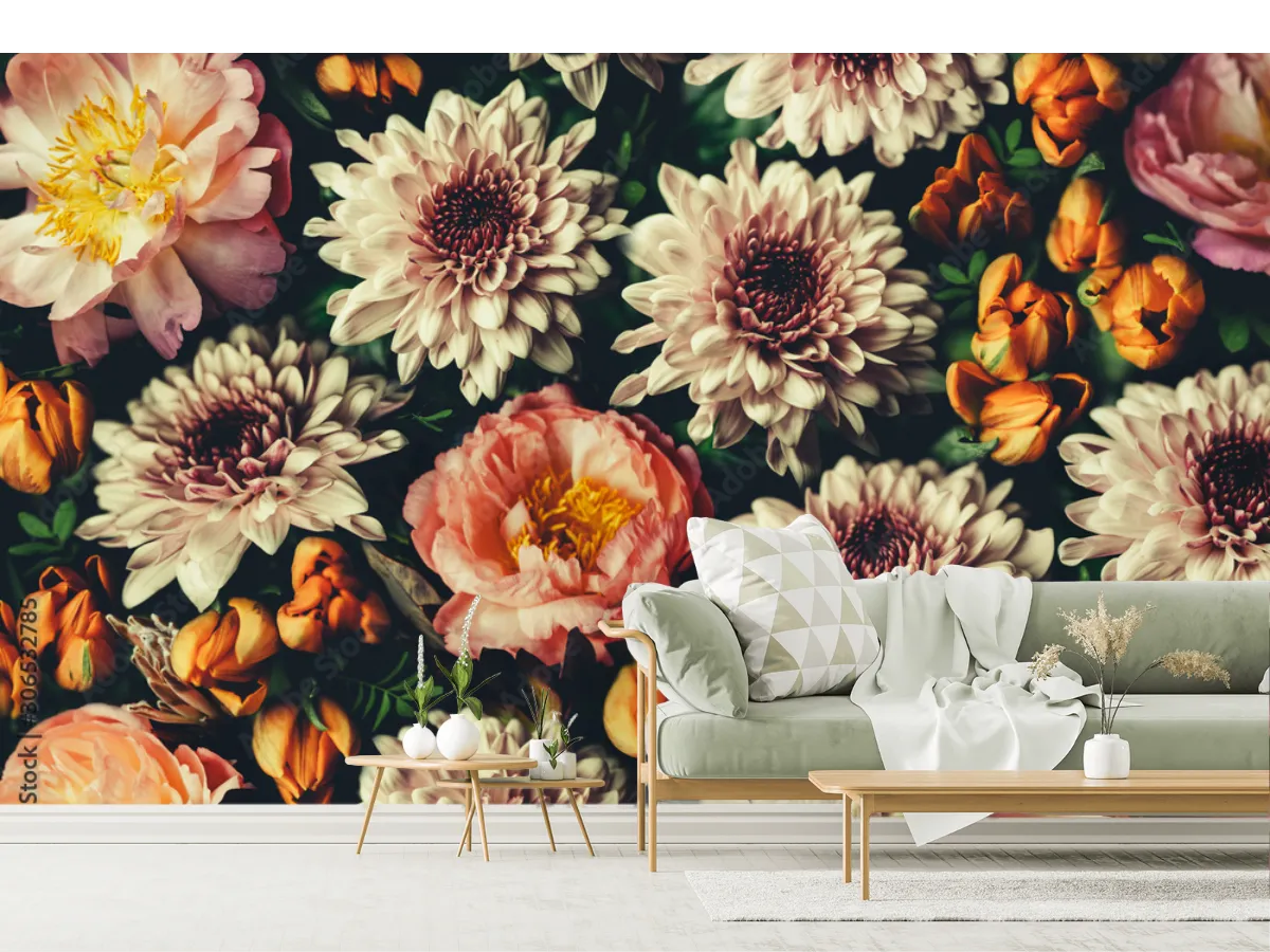 Mural Flores Vintage Ensoñación Floral para sala o recámara