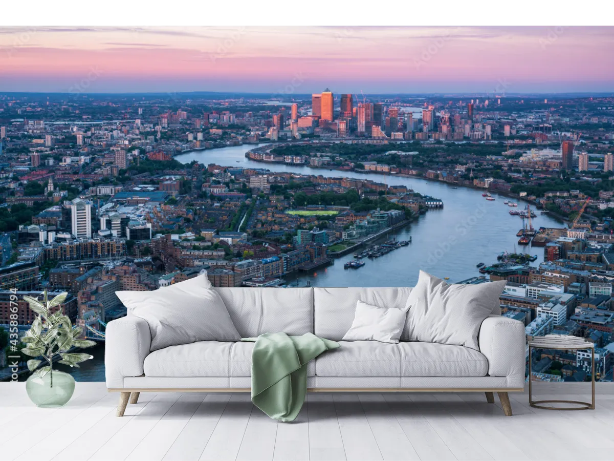 Mural Londres Atardecer Urbano en Vinil o Tapiz Decorativo