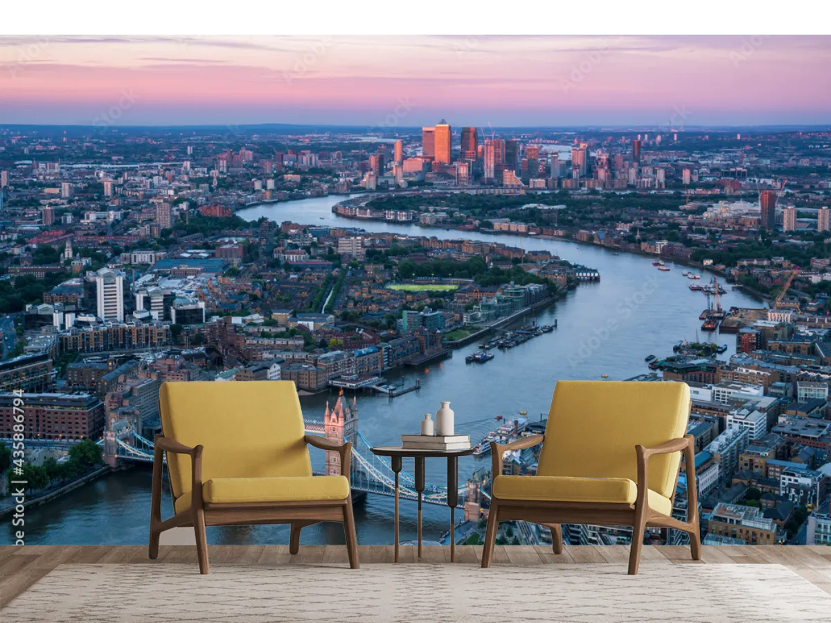 Mural Londres Atardecer Urbano en Vinil o Tapiz Decorativo