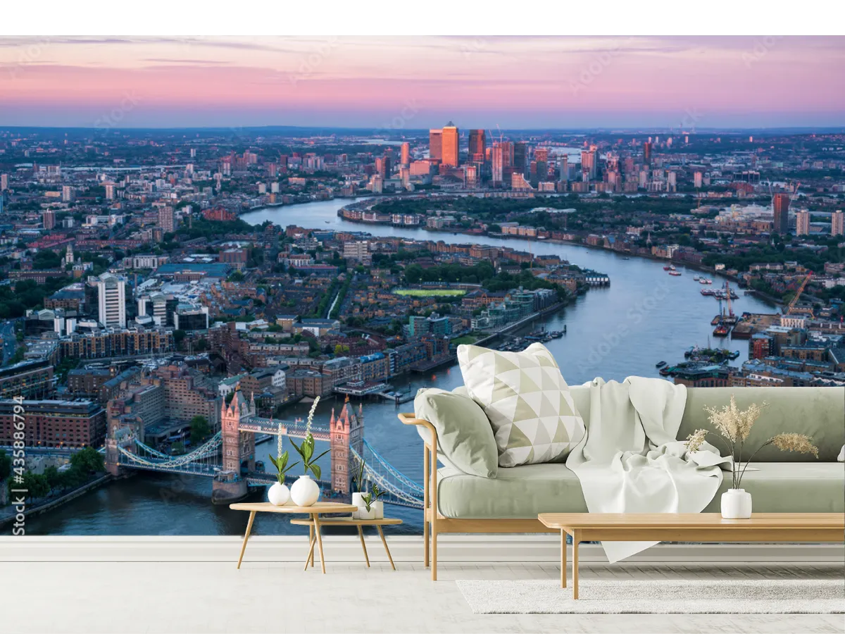 Mural Londres Atardecer Urbano en Vinil o Tapiz Decorativo