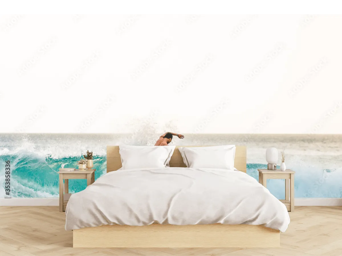 Mural Ola Viva para Decoración de Sala o Recámara - Vinil, Papel Tapiz