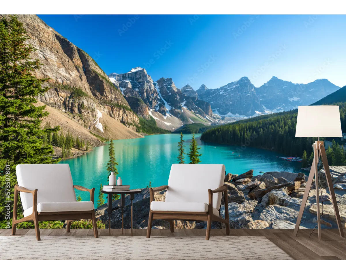 Mural Esencia Turquesa de Montañas – Fotomural Paisaje Natural para Sala o Recámara