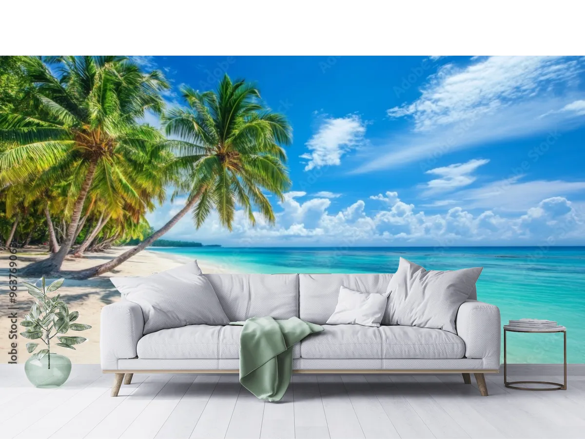 Mural Paraíso Tropical – Fotomural para paredes de playa en Vinil, Texturizado o Contract