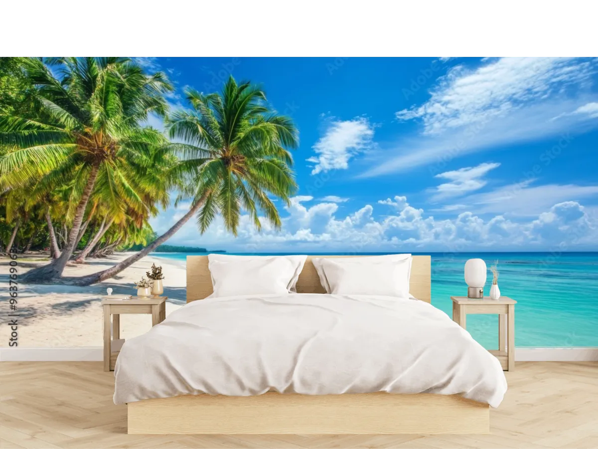 Mural Paraíso Tropical – Fotomural para paredes de playa en Vinil, Texturizado o Contract
