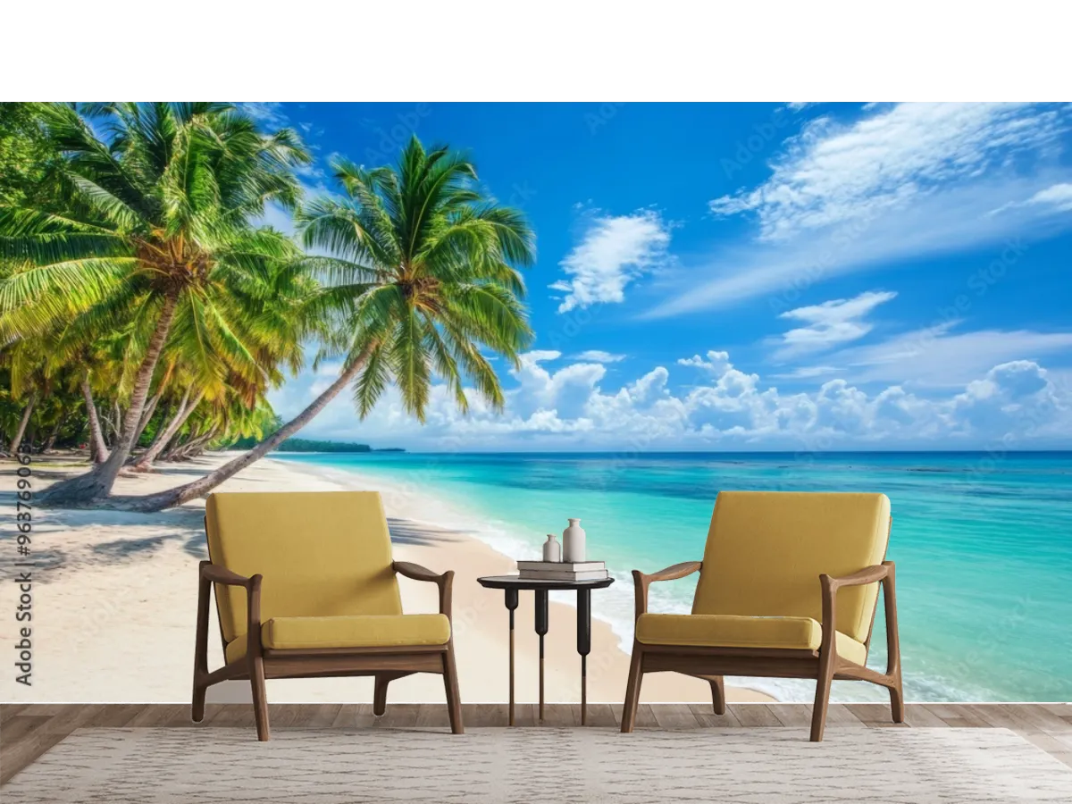 Mural Paraíso Tropical – Fotomural para paredes de playa en Vinil, Texturizado o Contract