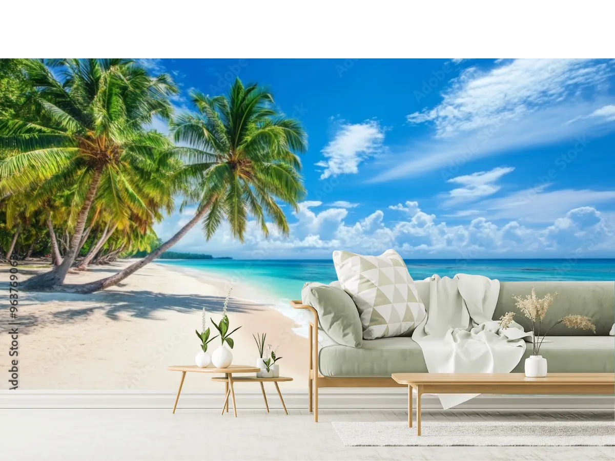 Mural Paraíso Tropical – Fotomural para paredes de playa en Vinil, Texturizado o Contract