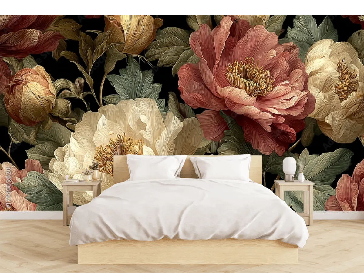 Modelo Mural Flores Vintage – Fotomural para Decoración de Pared salas, recámaras y oficinas