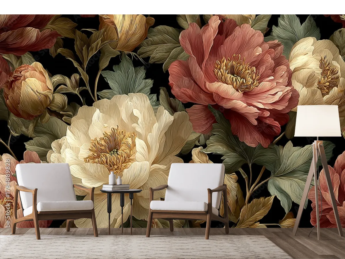 Modelo Mural Flores Vintage – Fotomural para Decoración de Pared salas, recámaras y oficinas