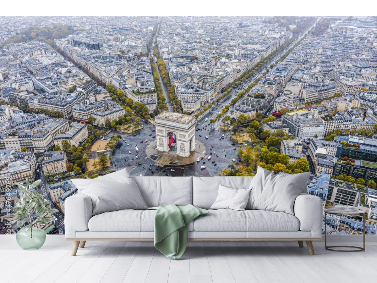 Mural París Aéreo Encanto Urbano en Vinil Arquitectónico