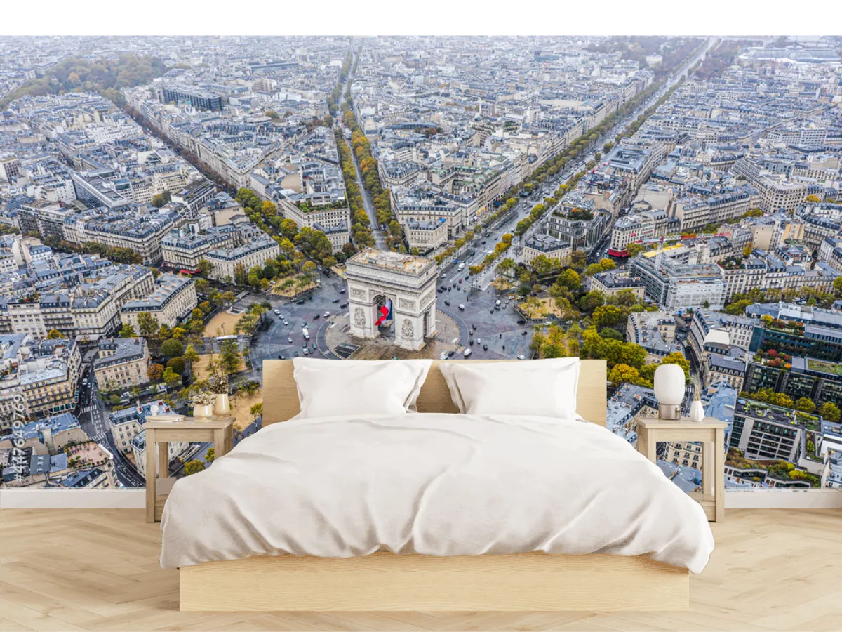 Mural París Aéreo Encanto Urbano en Vinil Arquitectónico