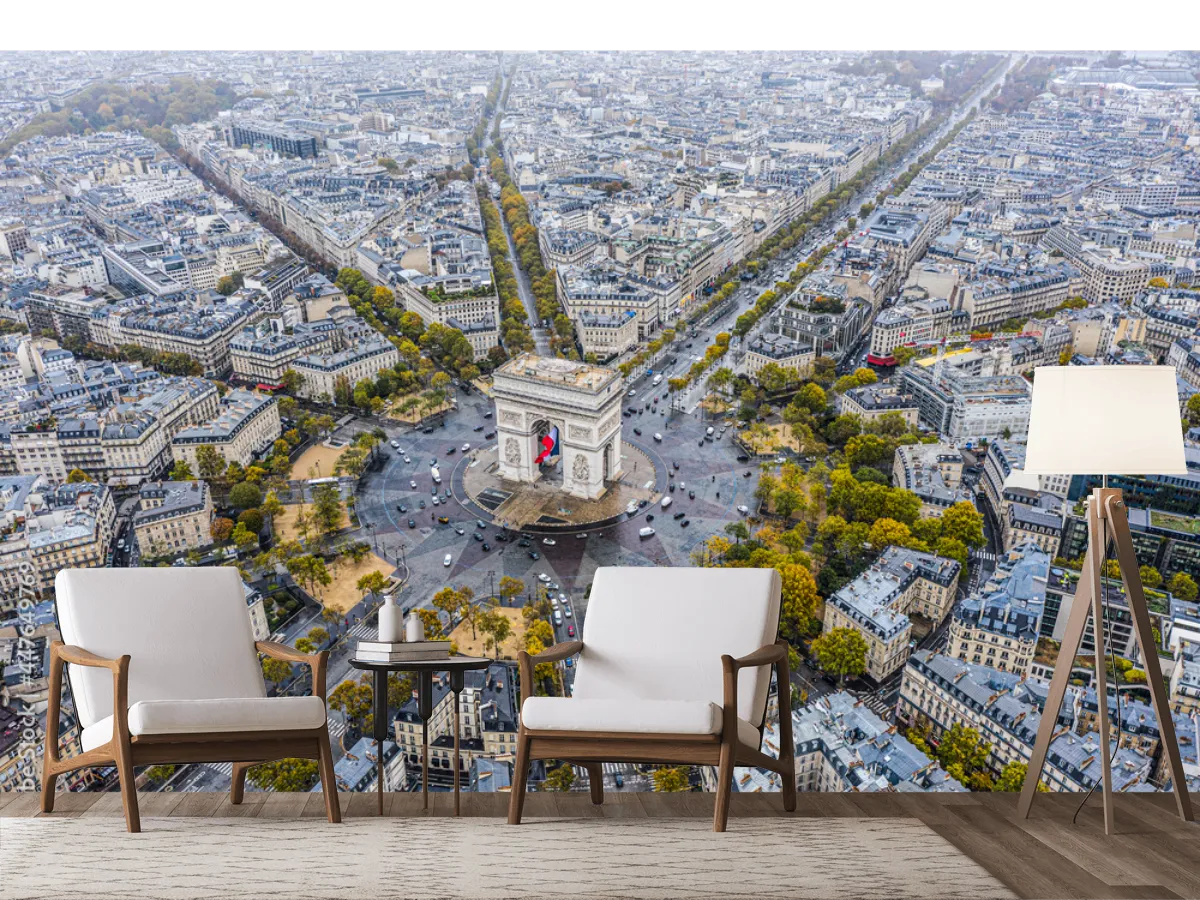 Mural París Aéreo Encanto Urbano en Vinil Arquitectónico