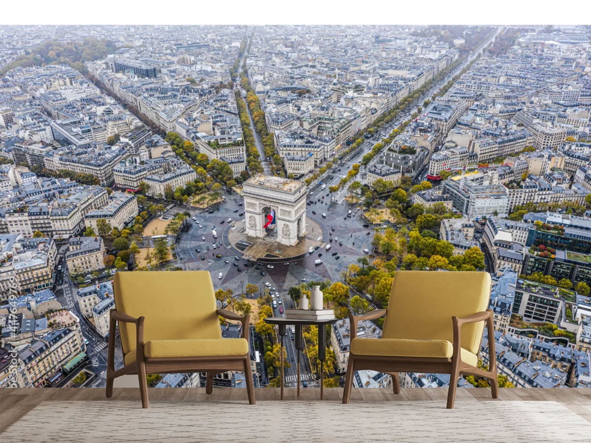 Mural París Aéreo Encanto Urbano en Vinil Arquitectónico