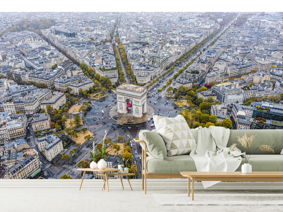 Mural París Aéreo Encanto Urbano en Vinil Arquitectónico