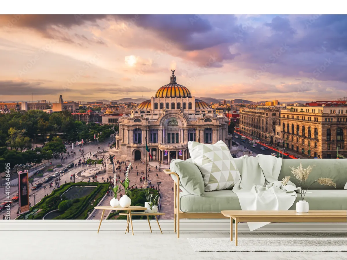 Mural Centro Histórico CDMX Atardecer - Vinil, Tapiz Decorativo