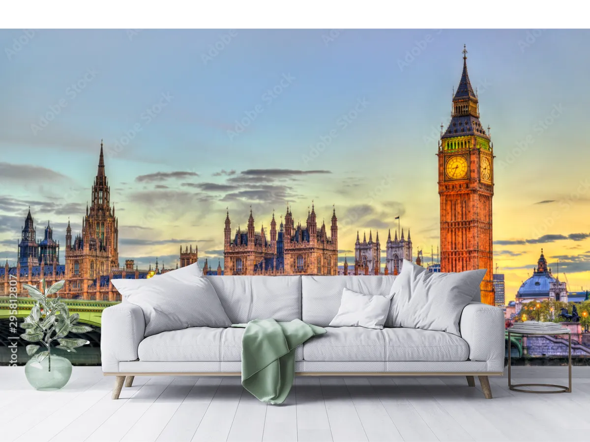 Mural Londres Atardecer Iconico Vinil Arquitectónico o Papel Tapiz