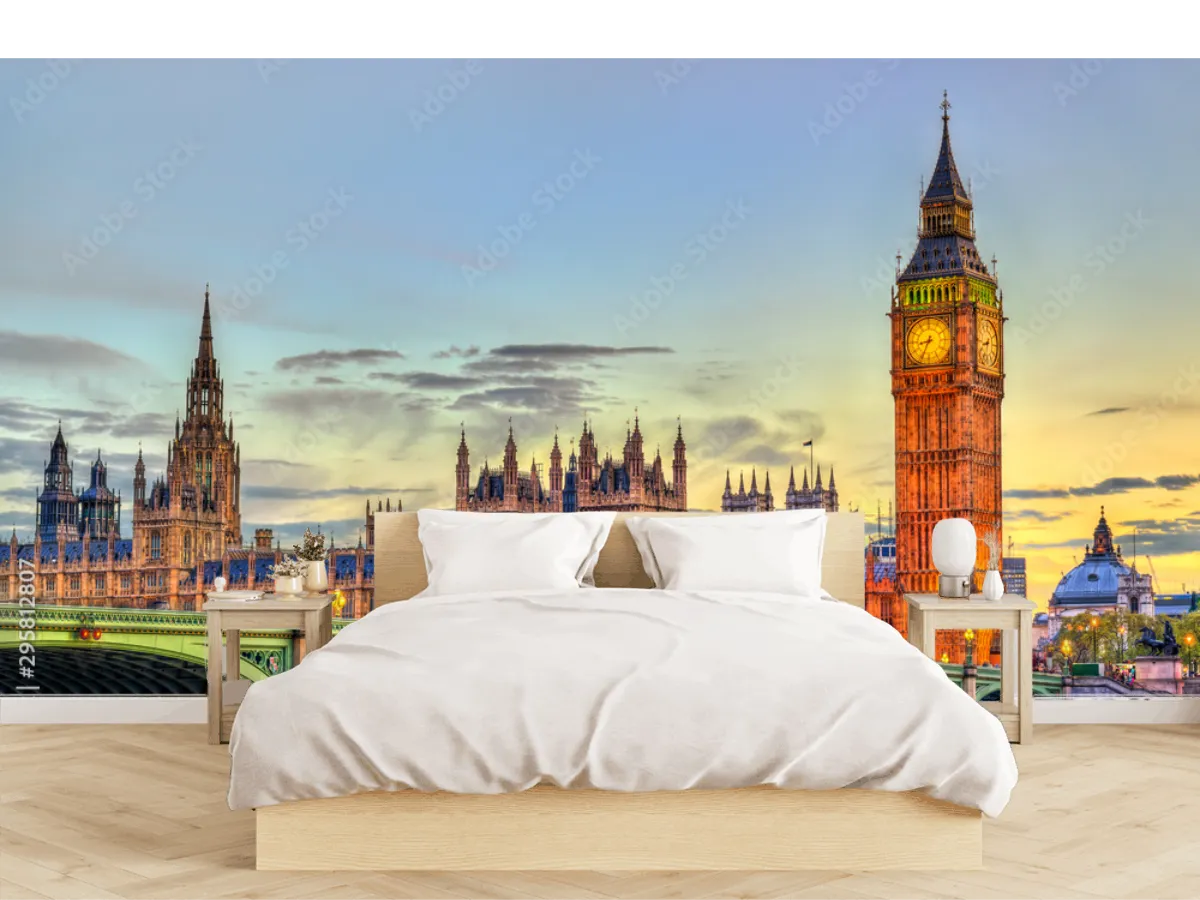 Mural Londres Atardecer Iconico Vinil Arquitectónico o Papel Tapiz