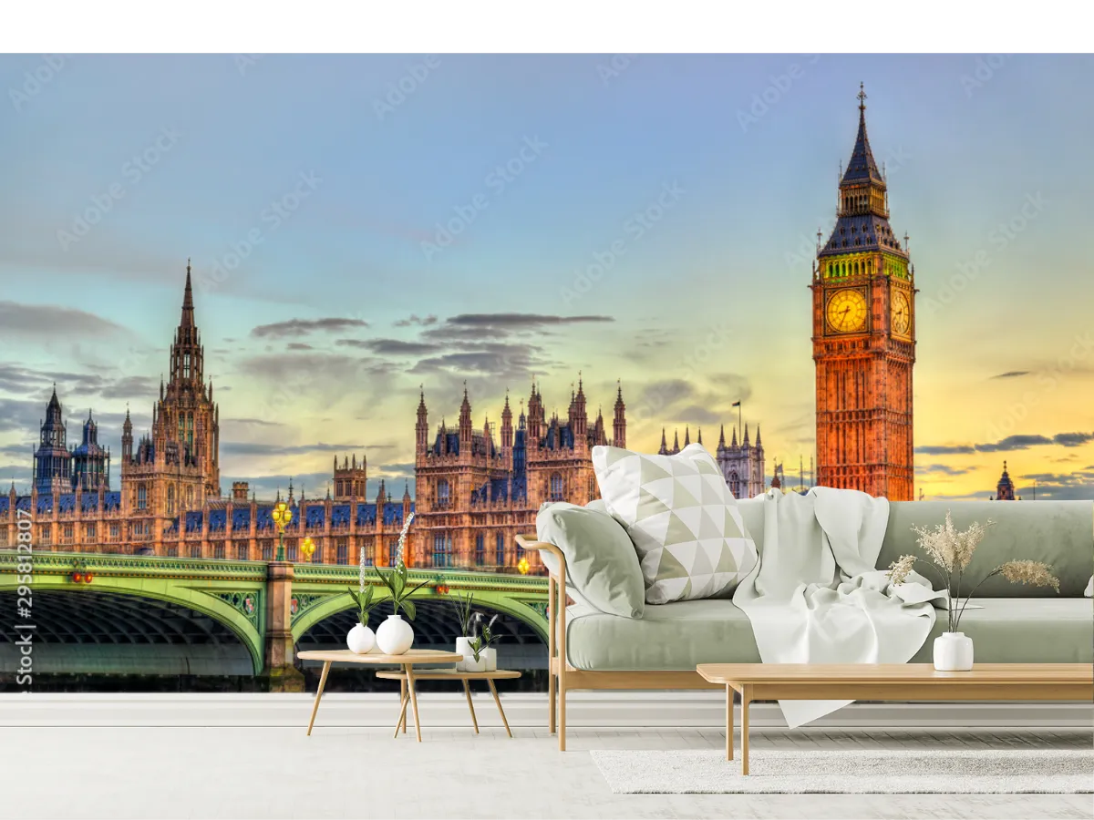 Mural Londres Atardecer Iconico Vinil Arquitectónico o Papel Tapiz