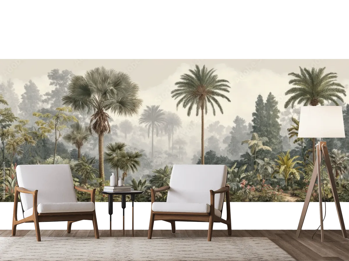 Mural Bosque Tropical Palmera - Fotomural Decorativo para Sala en Vinil y Tapiz