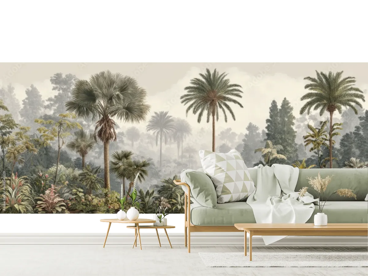 Mural Bosque Tropical Palmera - Fotomural Decorativo para Sala en Vinil y Tapiz