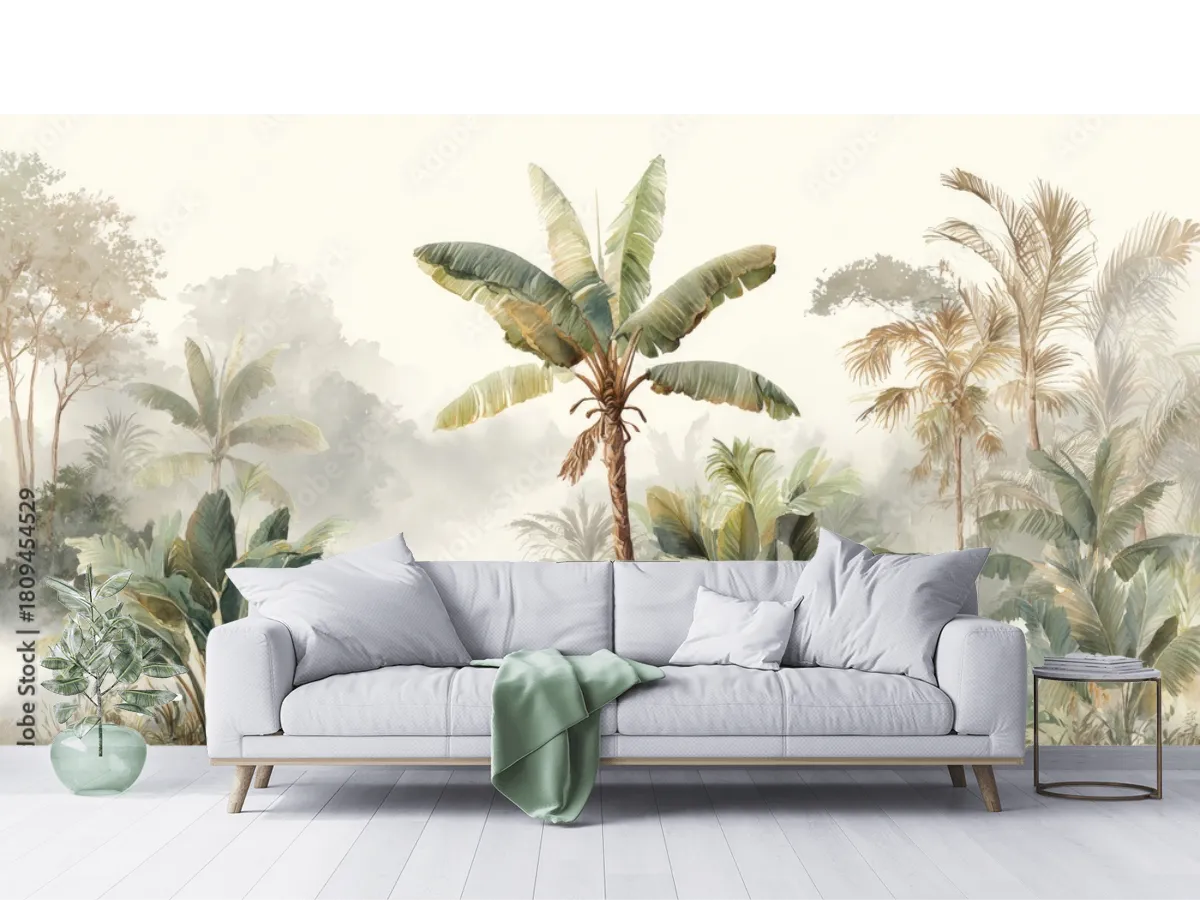 Fotomural para sala Modelo Jungla Botánica - Decoración Tropical de Pared