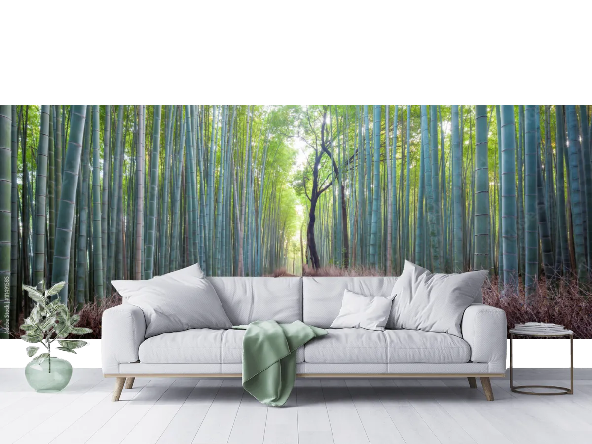 Mural Sendero de Bambú Relajante para sala o recámara | Vinil, Tapiz Decorativo