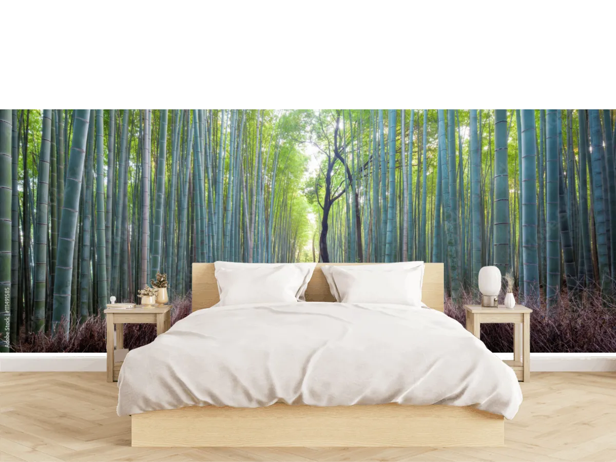 Mural Sendero de Bambú Relajante para sala o recámara | Vinil, Tapiz Decorativo