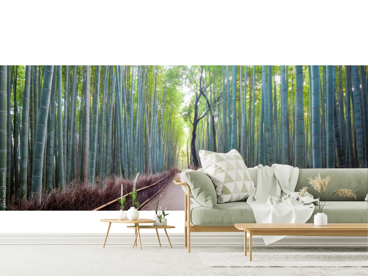 Mural Sendero de Bambú Relajante para sala o recámara | Vinil, Tapiz Decorativo