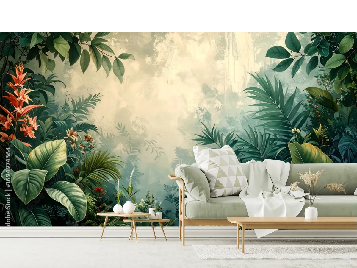 Mural Para Sala Modelo Selva Encantada – Fotomural Decorativo en Vinil o Papel Tapiz