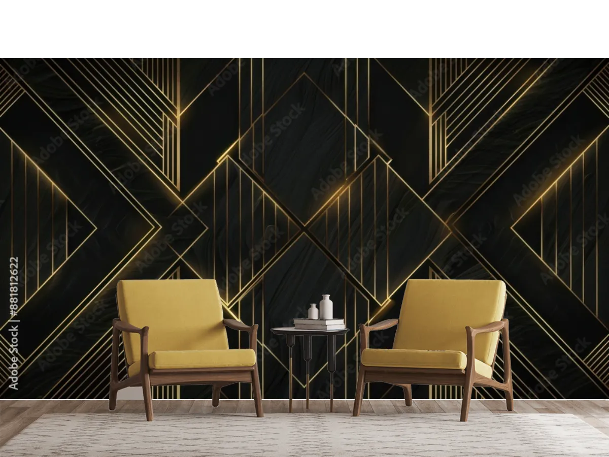 Mural Geométrico Brillo Urbano para Decoración Moderna - Vinil o Tapiz