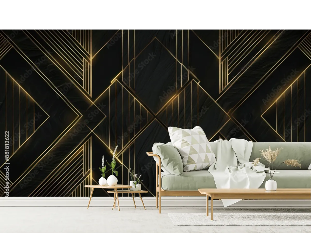 Mural Geométrico Brillo Urbano para Decoración Moderna - Vinil o Tapiz