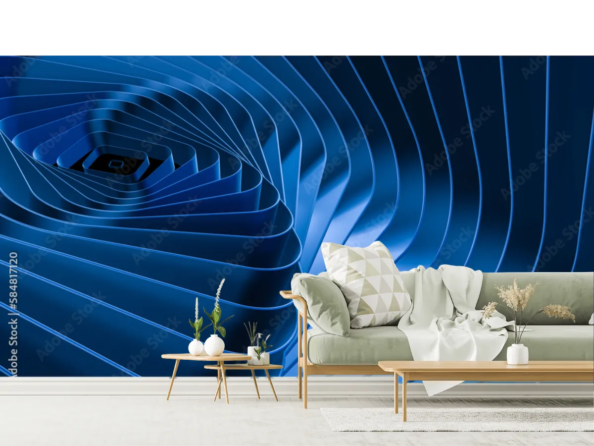 Mural Espiral Infinita Azul para Decoración Moderna Vinil/Papel Tapiz