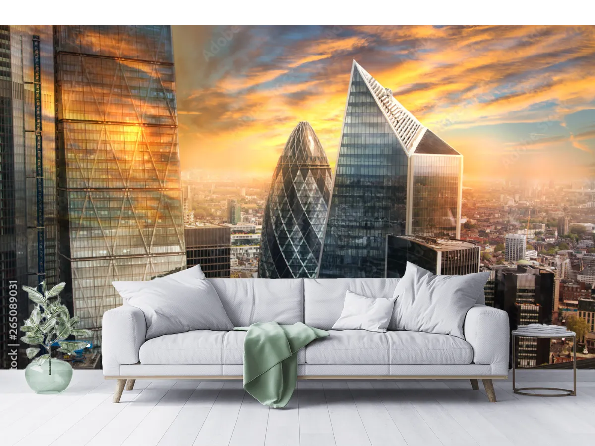 Mural Skyline Urbano Londres para Sala u Oficina (Vinil, Tapiz, Contract)