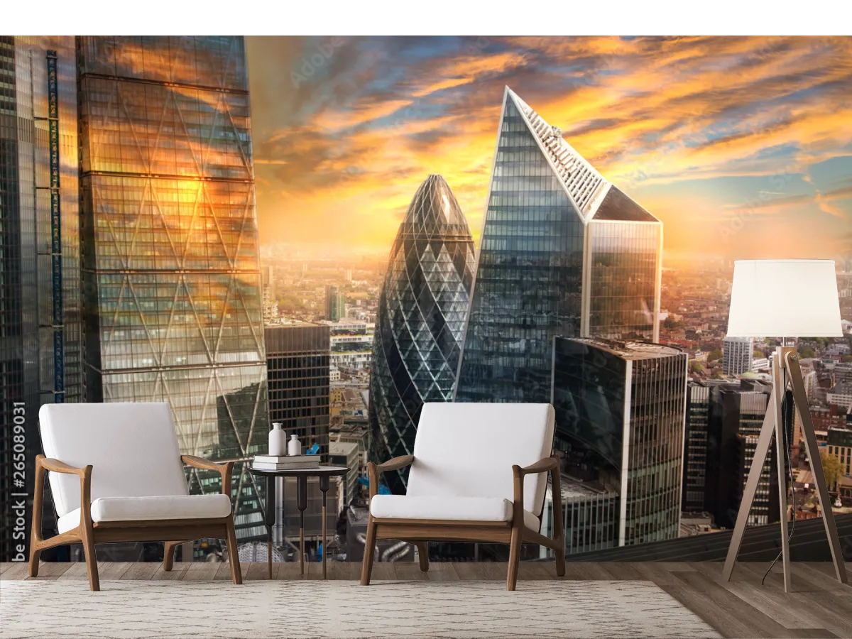 Mural Skyline Urbano Londres para Sala u Oficina (Vinil, Tapiz, Contract)