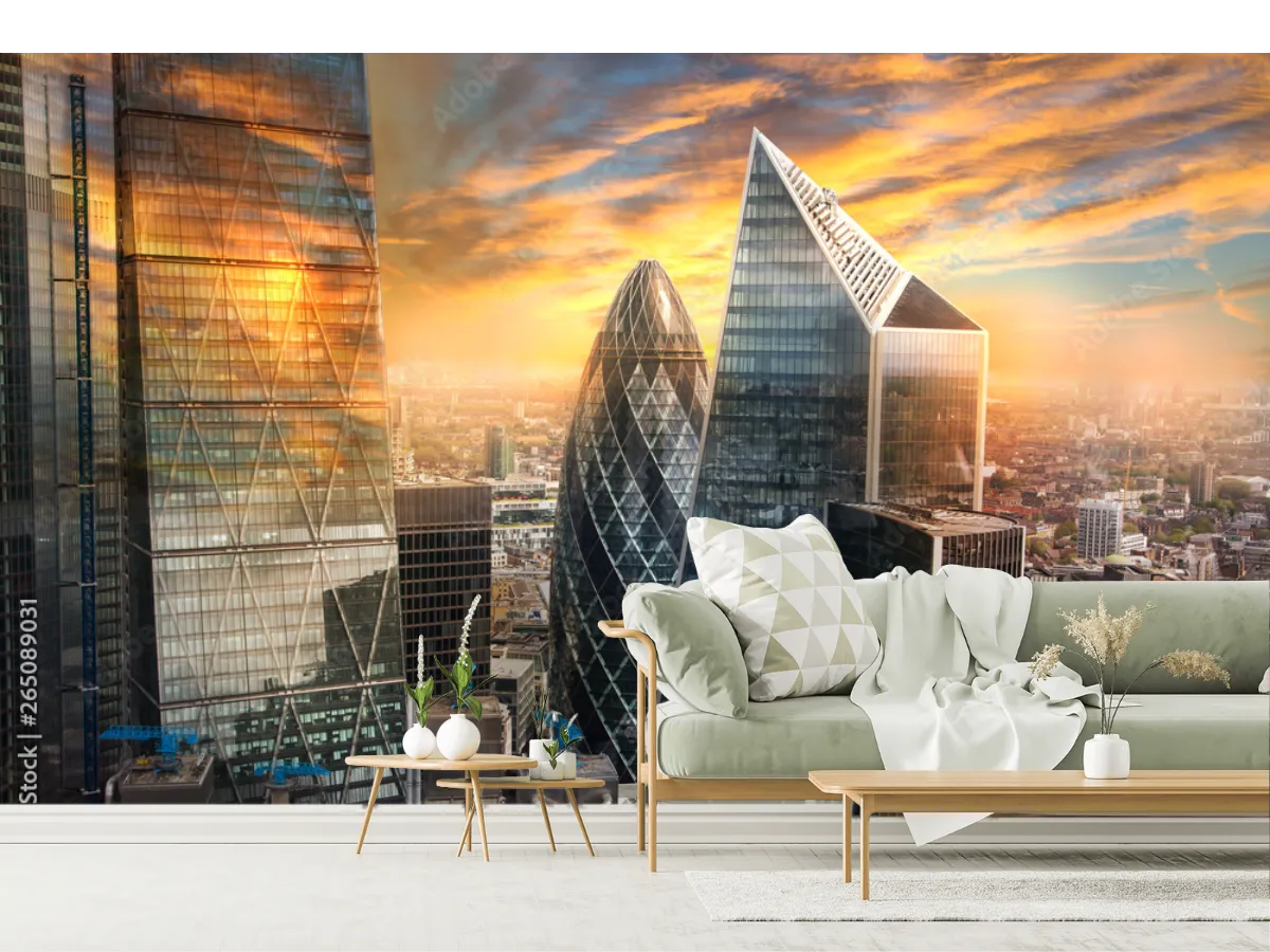 Mural Skyline Urbano Londres para Sala u Oficina (Vinil, Tapiz, Contract)