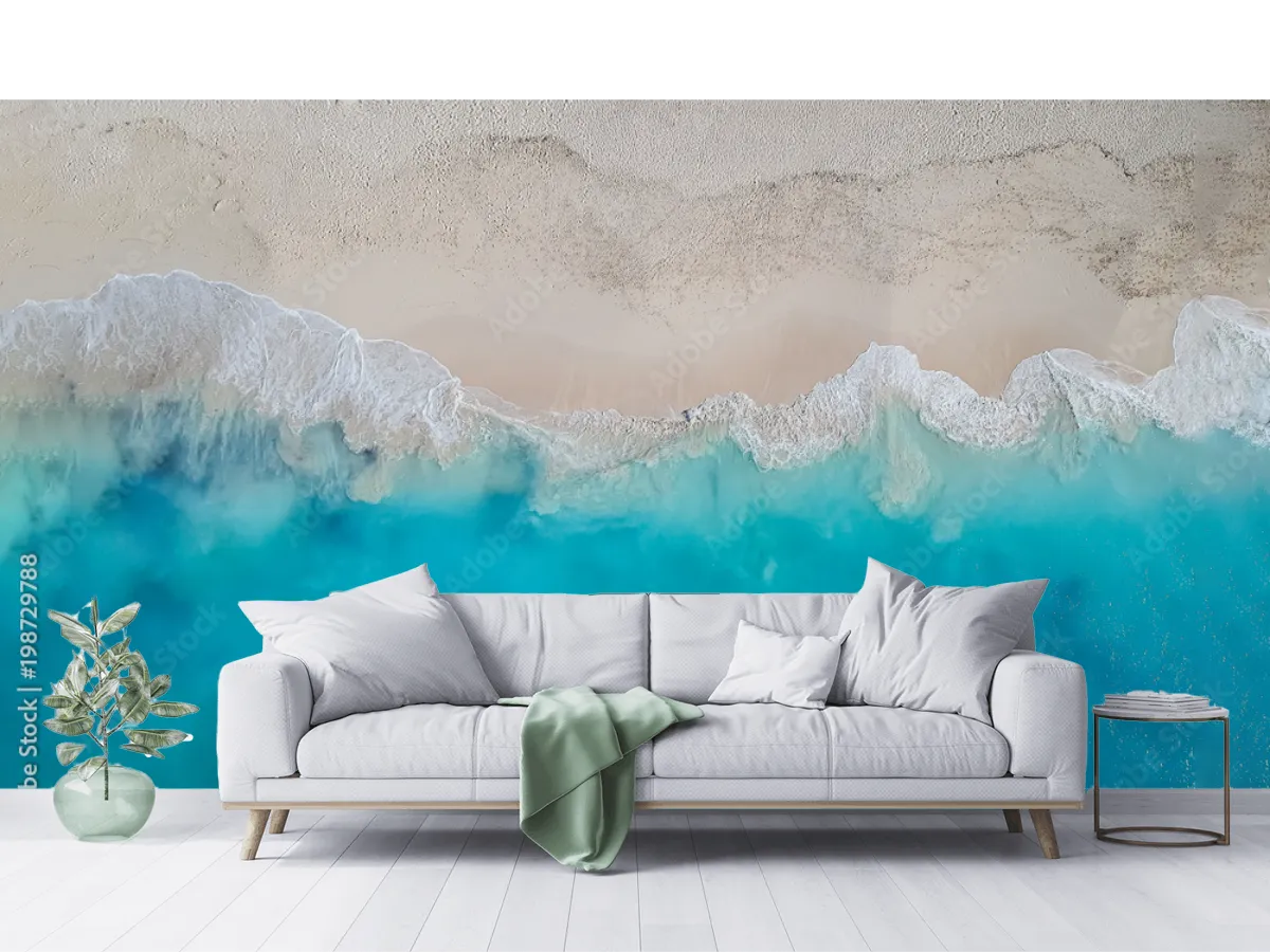 Mural Costa Azul Inspiración Playa – Fotomural Decorativo Vinil o Tapiz