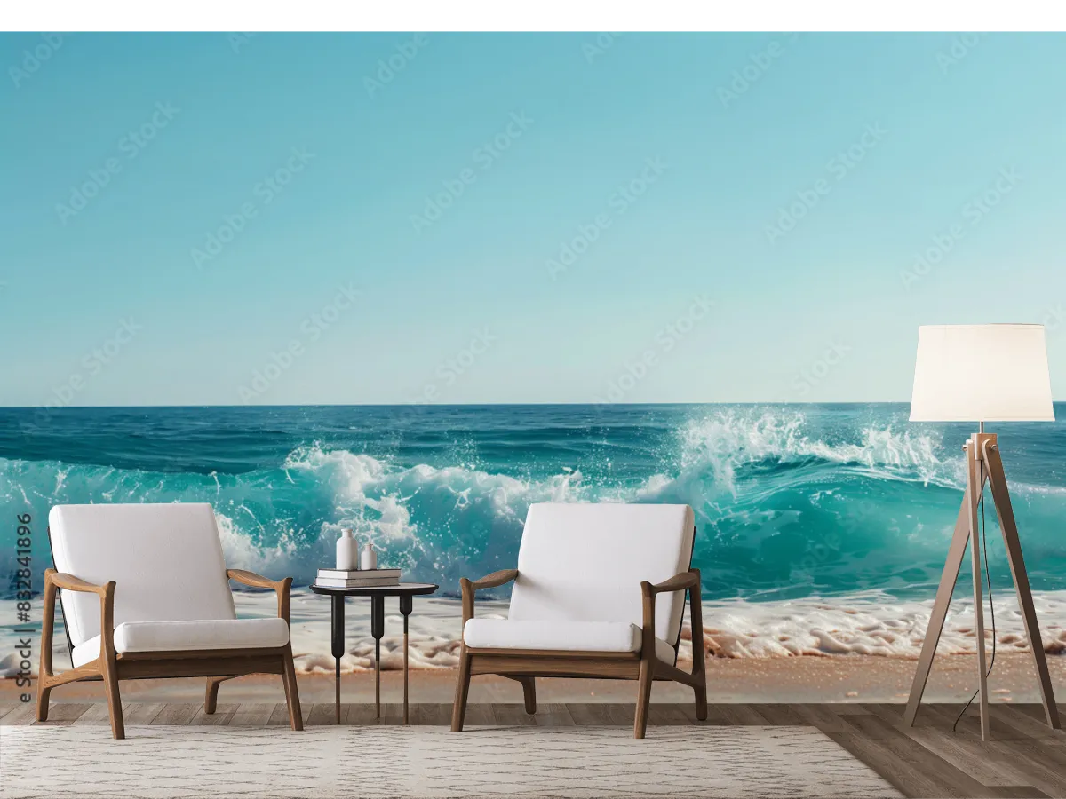Mural Ola Turquesa Para Sala – Fotomural Decorativo Personalizable