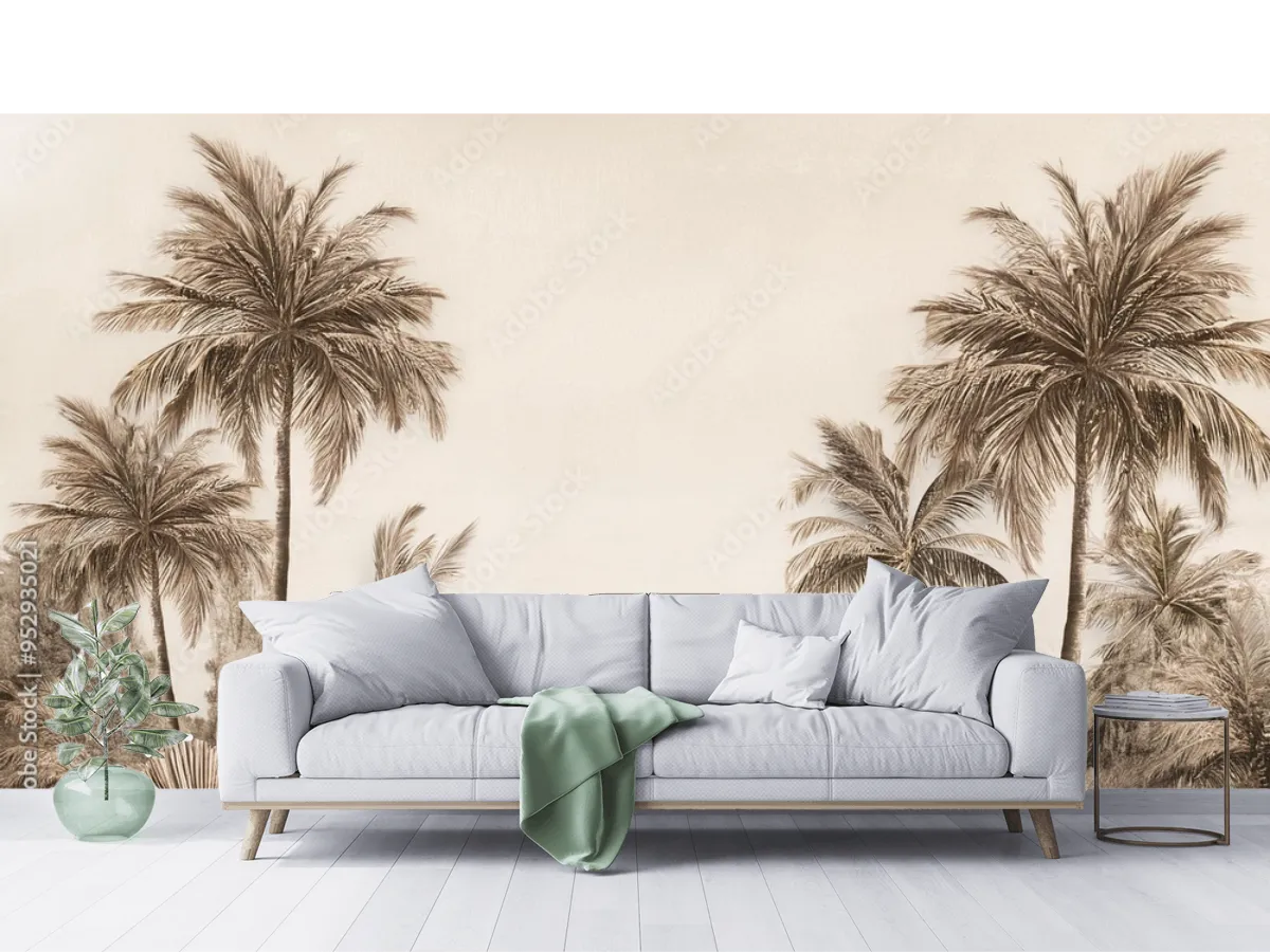 Mural Palmar Épico para Sala - Vinil Arquitectónico, Papel Tapiz o Mural Texturizado