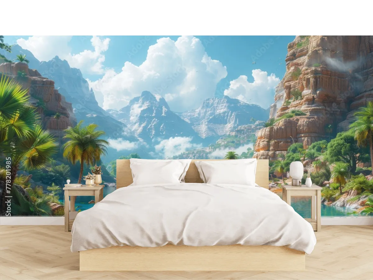 Mural Edén Jurásico - Paisaje Prehistórico Asombroso para mural de pared
