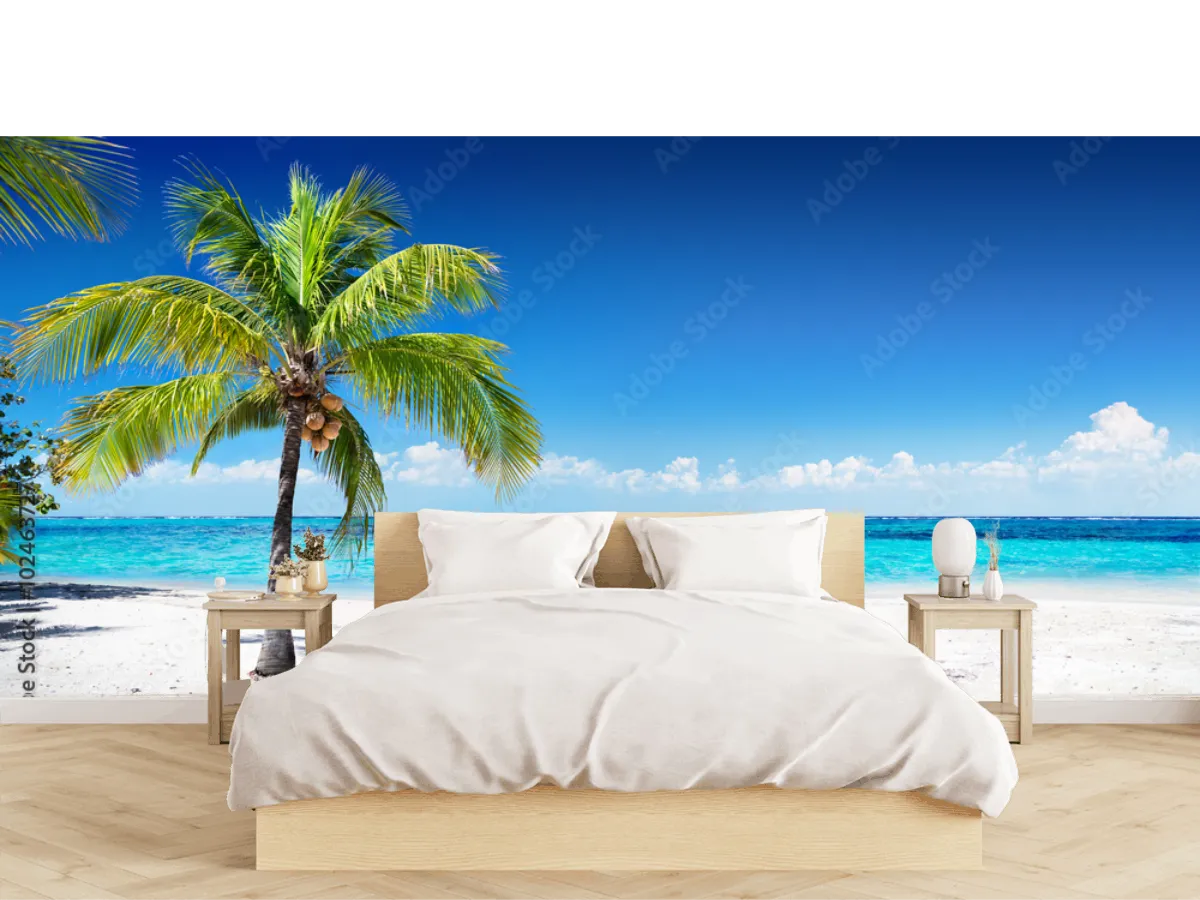 Mural Paraíso Caribeño Playa, fotomural premium para sala o recámara