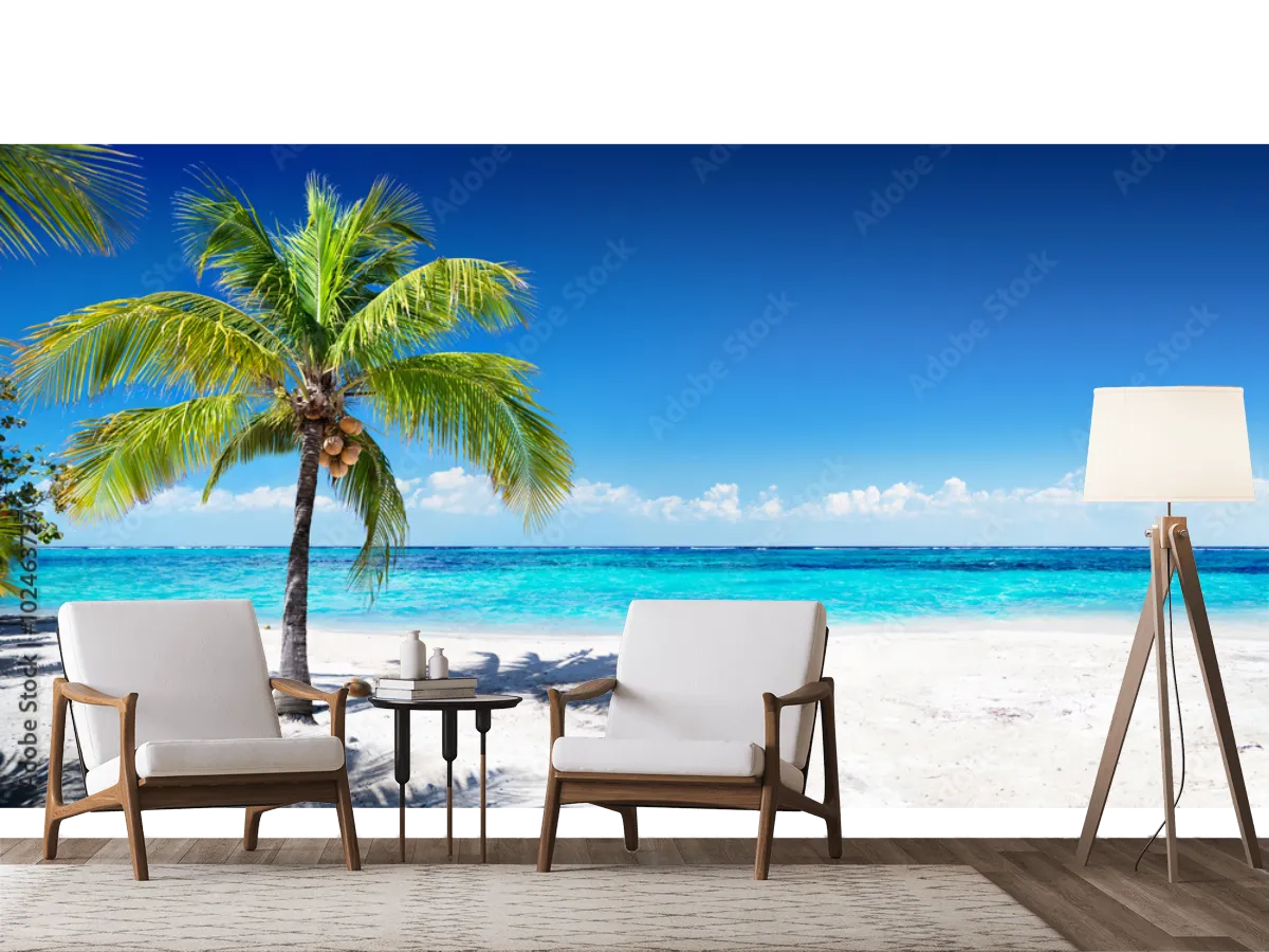 Mural Paraíso Caribeño Playa, fotomural premium para sala o recámara
