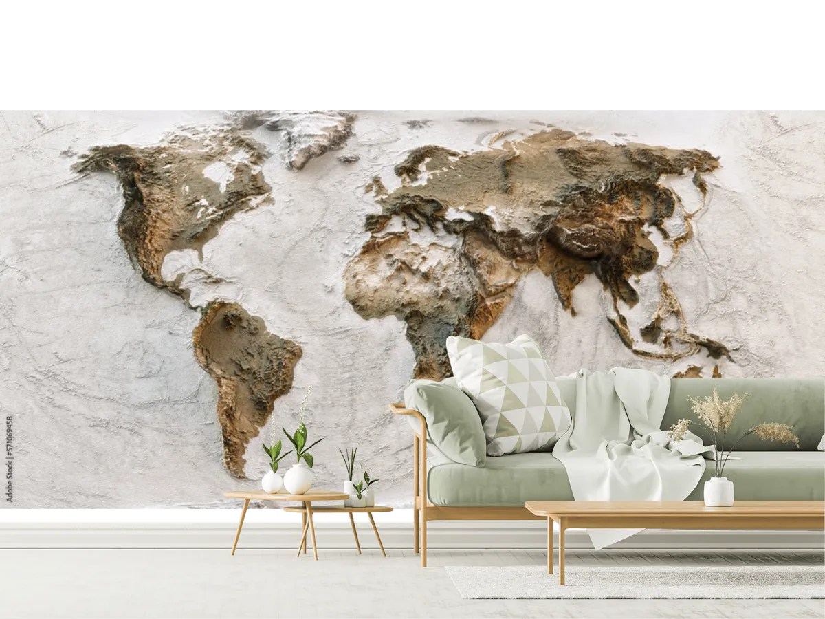 Papel Tapiz Mapa Mundial Texturizado - Decora con un Toque Cultural y Sofisticado