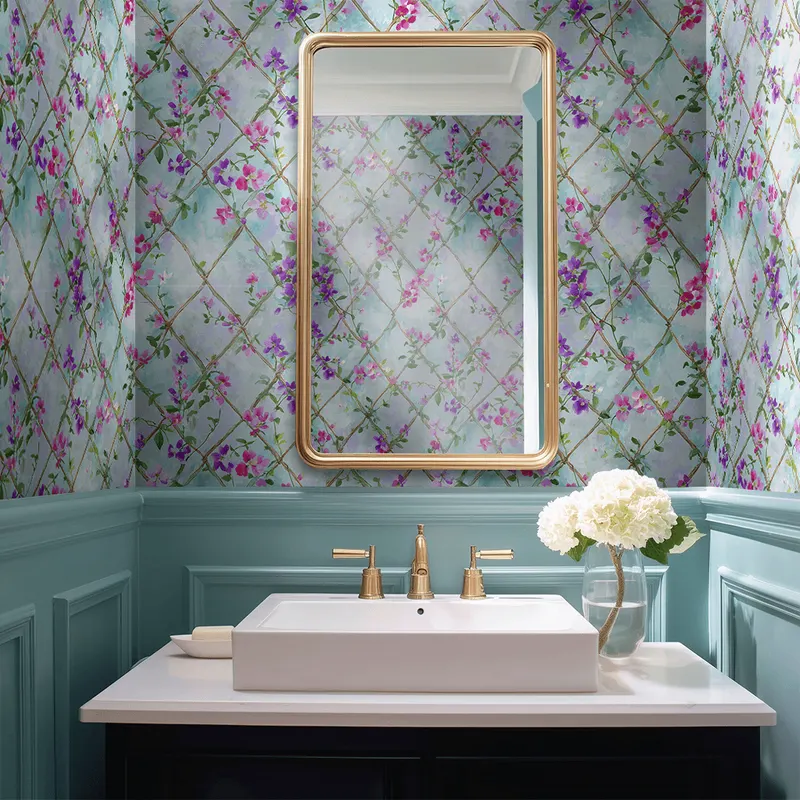 Papel tapiz Enredaderas rosa y violeta