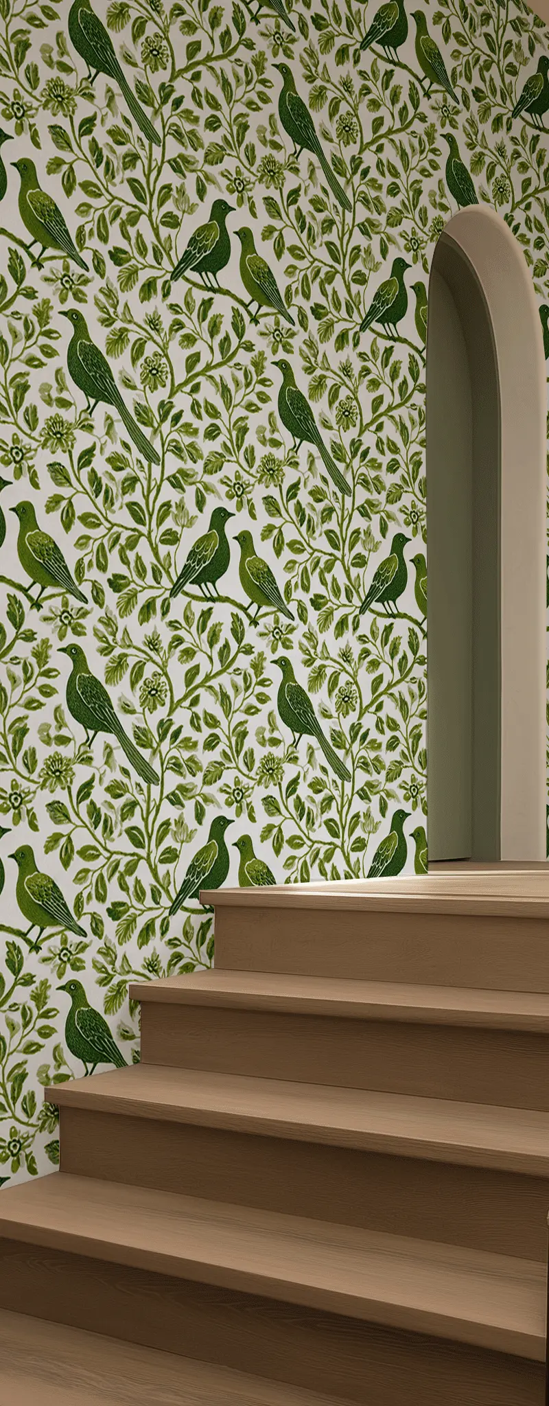 Papel tapiz Aves y Follaje Verde