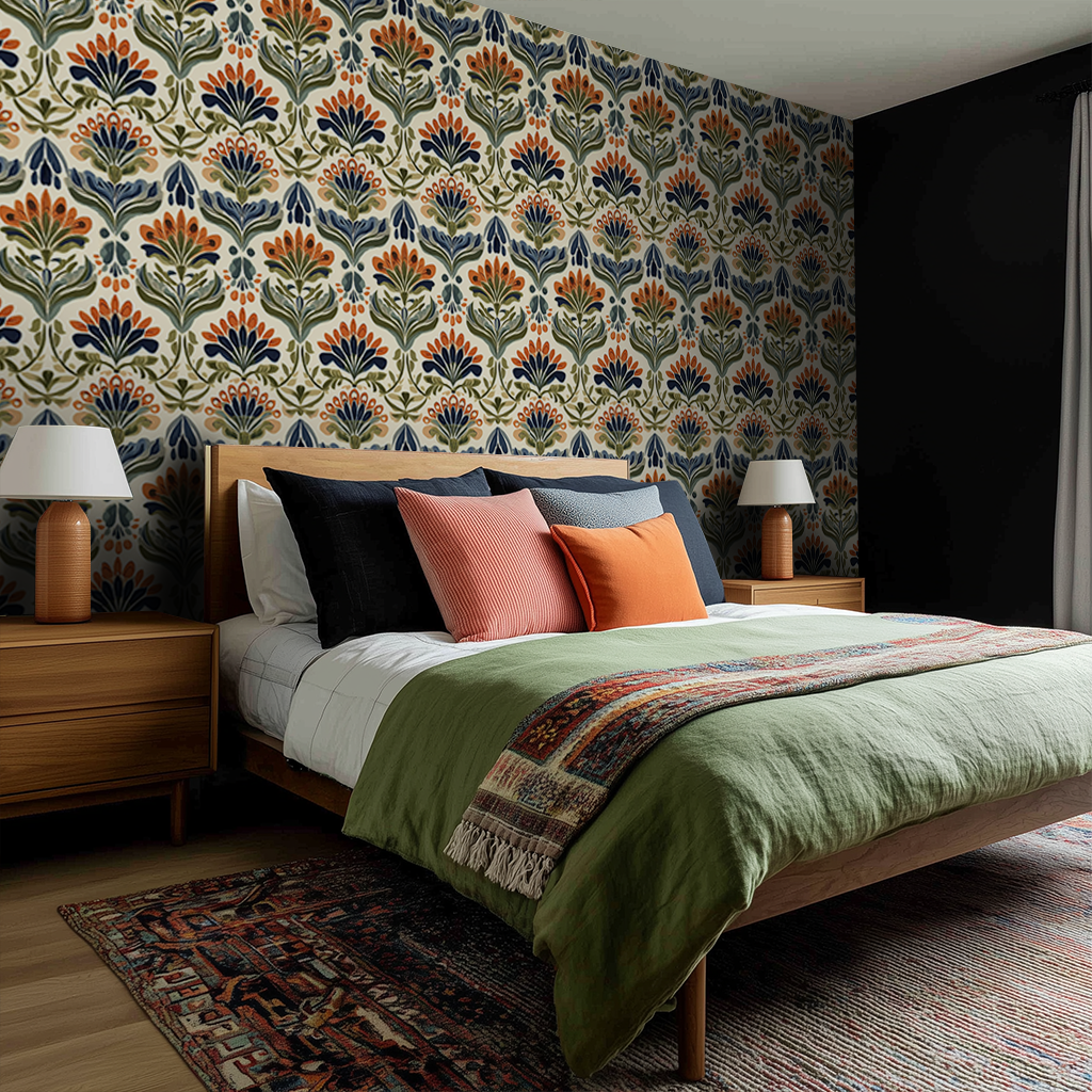 Papel tapiz Flores Ornamentales Retro