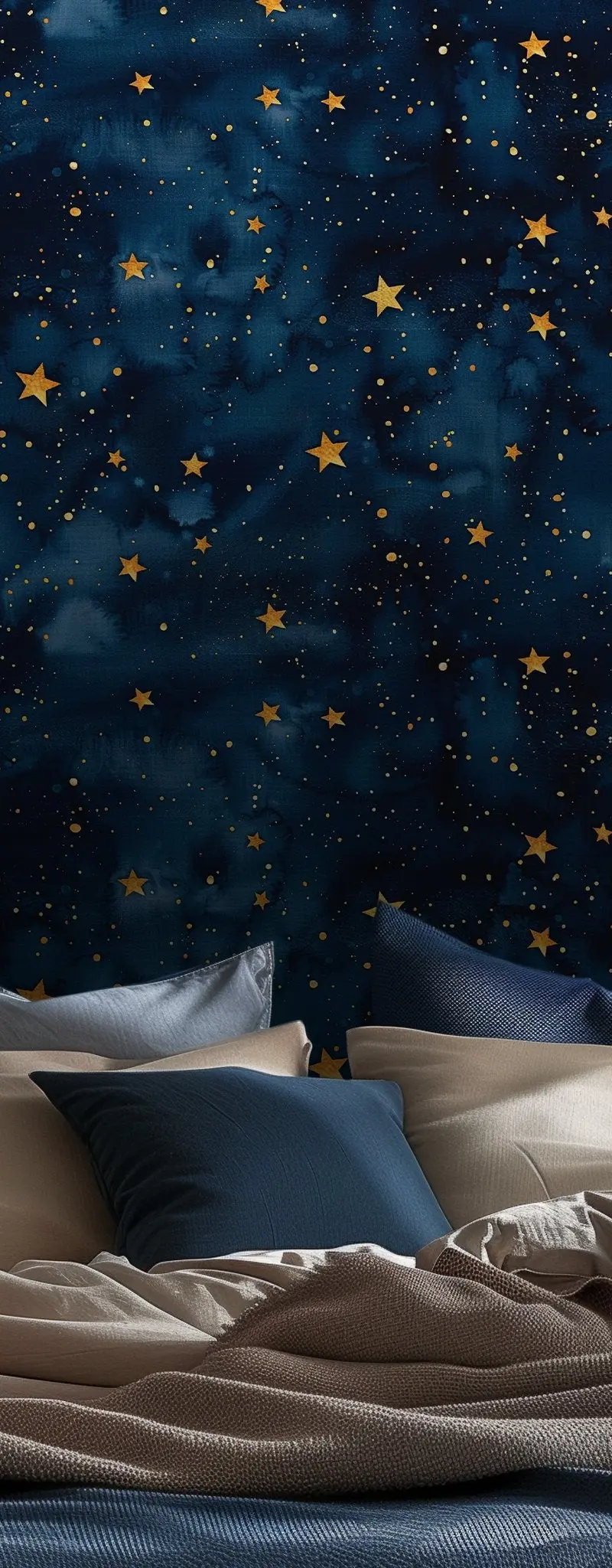 Papel tapiz Estrellas Doradas Noche Azul